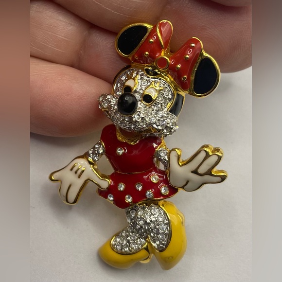 Disney Jewelry - Limited Edition Authentic Signed Disney Swarovski Minnie Mouse Brooch Retired